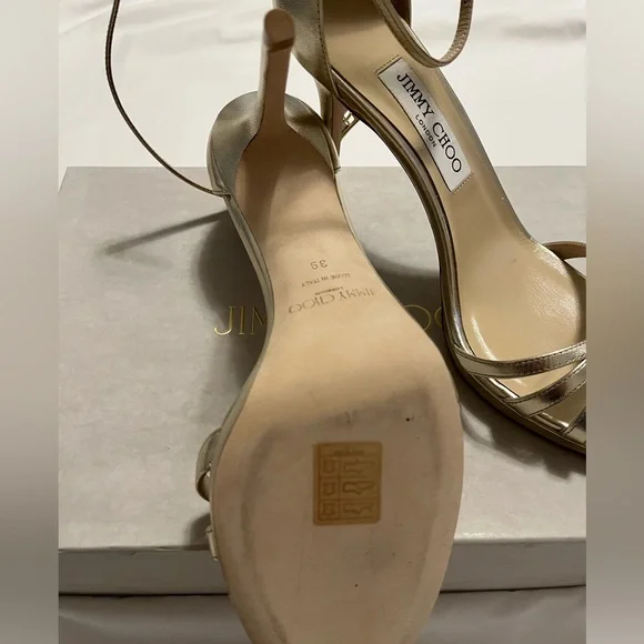 Jimmy Choo size EU39 gold 100mm strap sandals - Picture 3 of 4